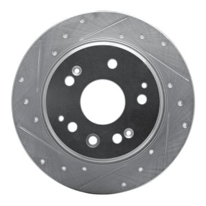 Acura CL Brake Rotor (1) - Rear Left - R1 Concepts - Drilled & Slotted - Silver - `01-`03
